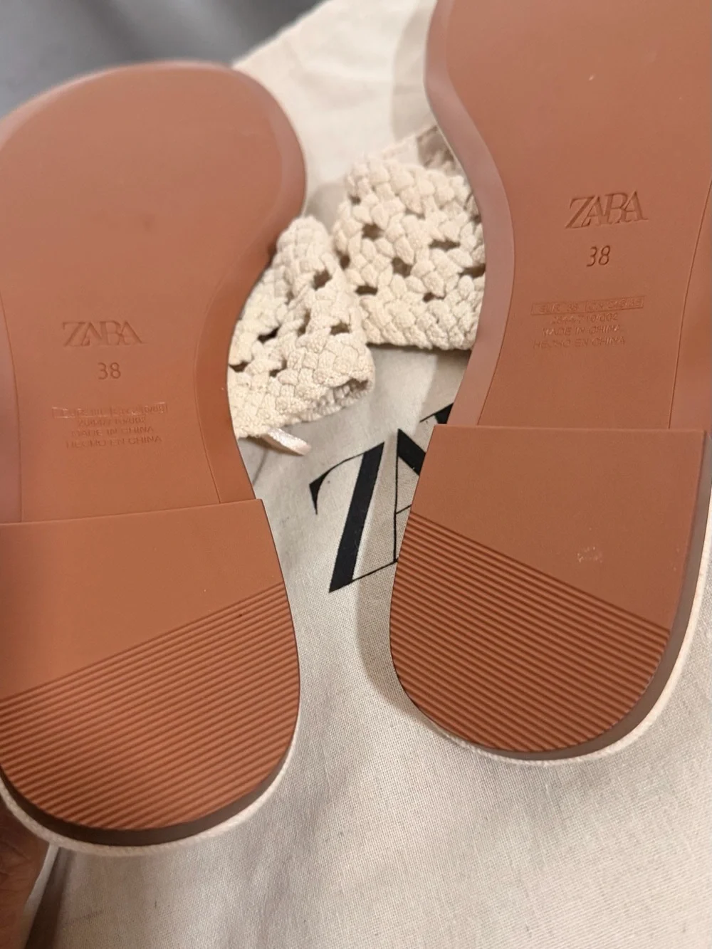 Zara Cream Braided Slide Sandals